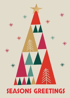 Bright Bold Geometric Christmas Tree Seasons Greetings Card