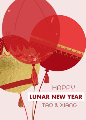 Ooh La La Illustrated Chinese Balloons Lunar New Year Card
