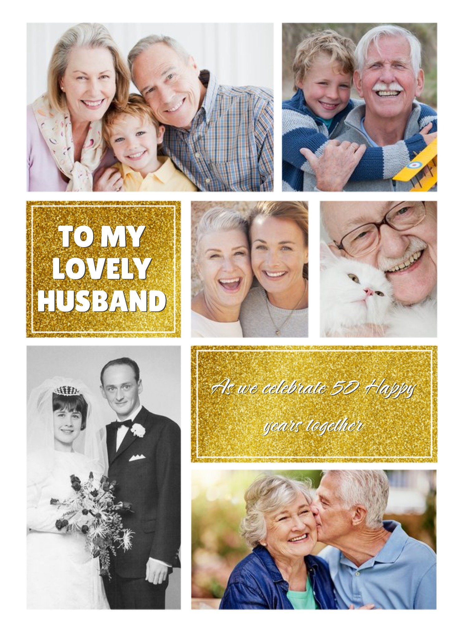 Moonpig 50th Gold Golden Anniversary Photo Upload Card For Husband