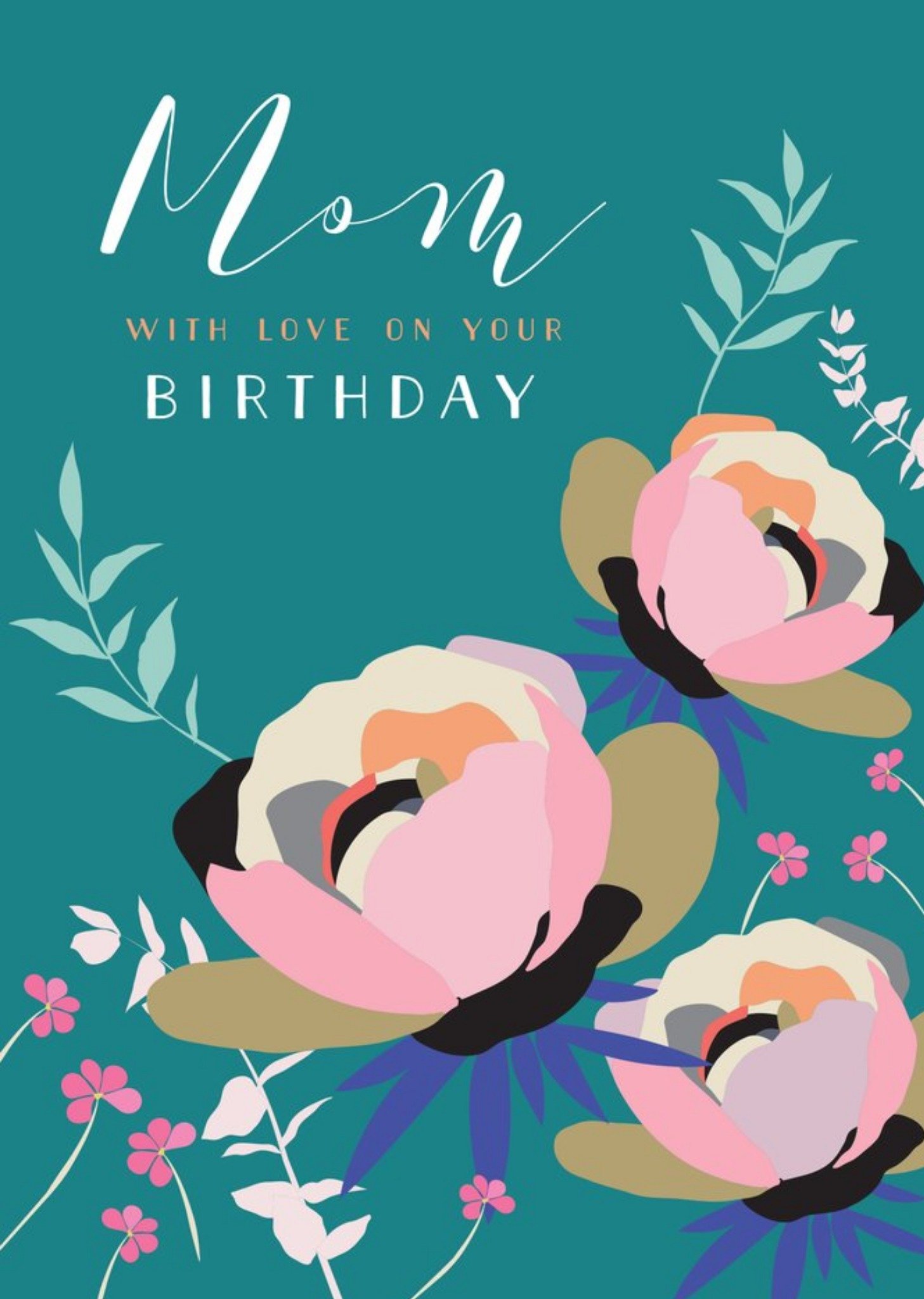 Moonpig Mom Floral Ilustrated Rose Birthday Card