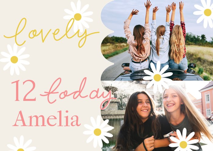 Making Memories Lovely 12 Today Daisies Photo Upload Birthday Card