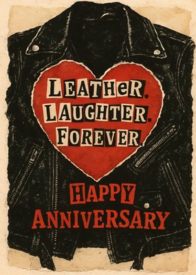 Leather Jacket Heart Rock Style Anniversary Card
