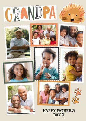 Modern Photo Upload Collage Granpa Happy Father's Day Card