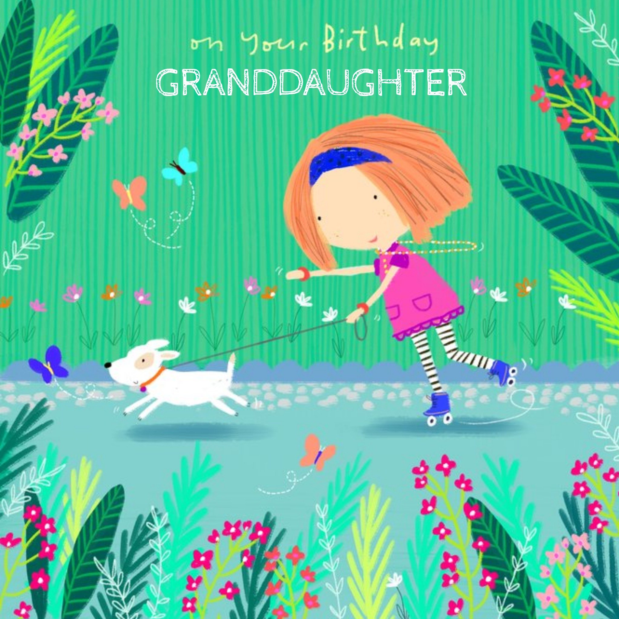 Moonpig On Your Birthday Granddaughter Illustrated Roller Skating Girl Card