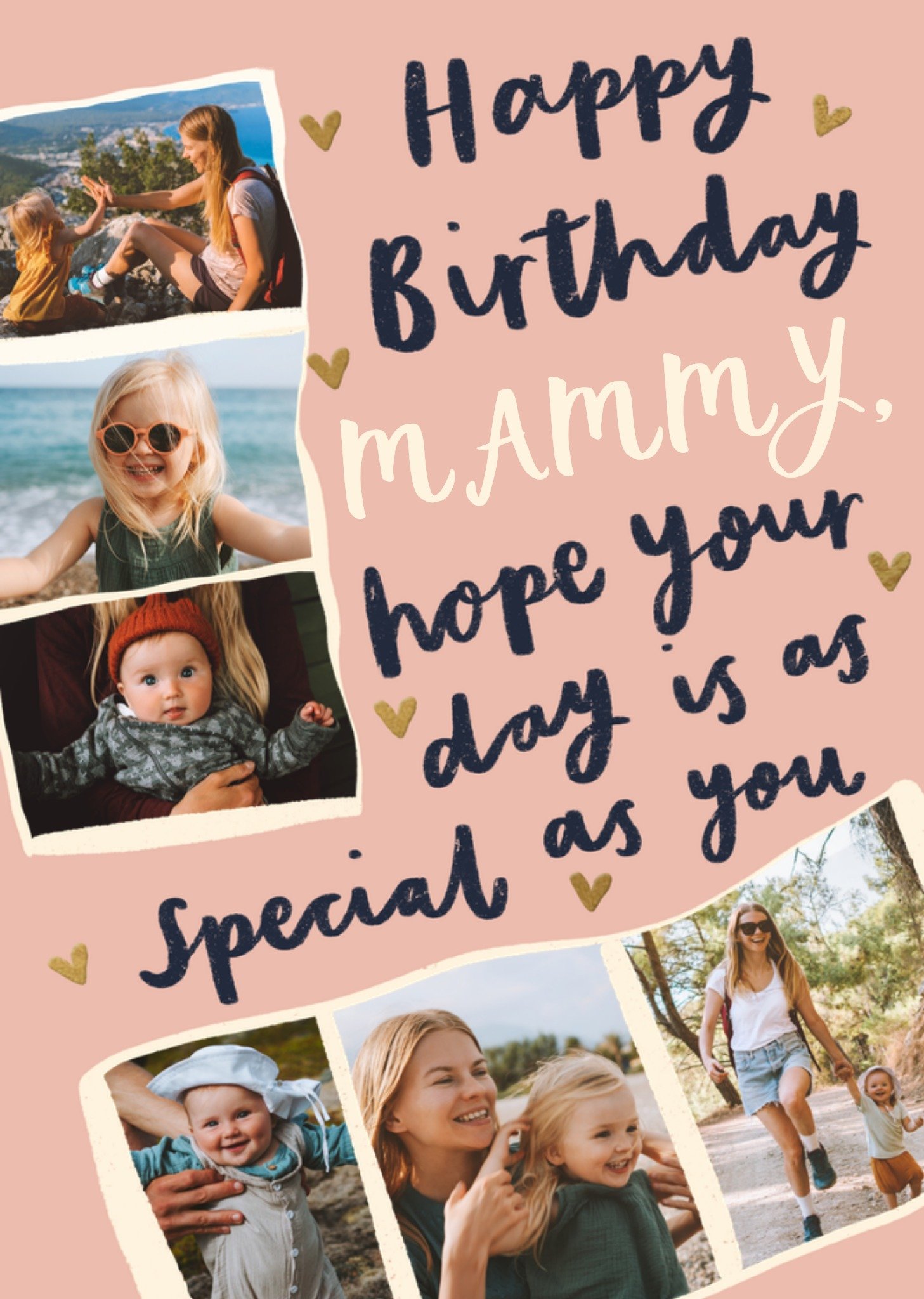 Moonpig Happy Birthday Mammy Typographic Photo Upload Card