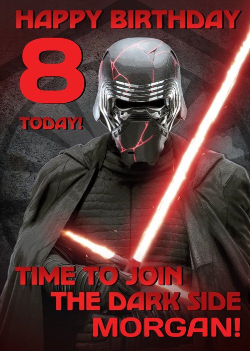 Star Wars Episode 9 The Rise of Skywalker Kylo Ren Dark side personalised 8 today birthday card