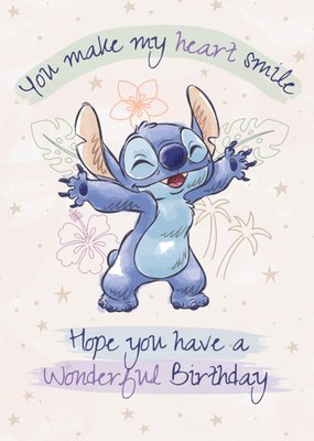 Disney Lilo And Stitch You Make My Heart Smile Birthday Card