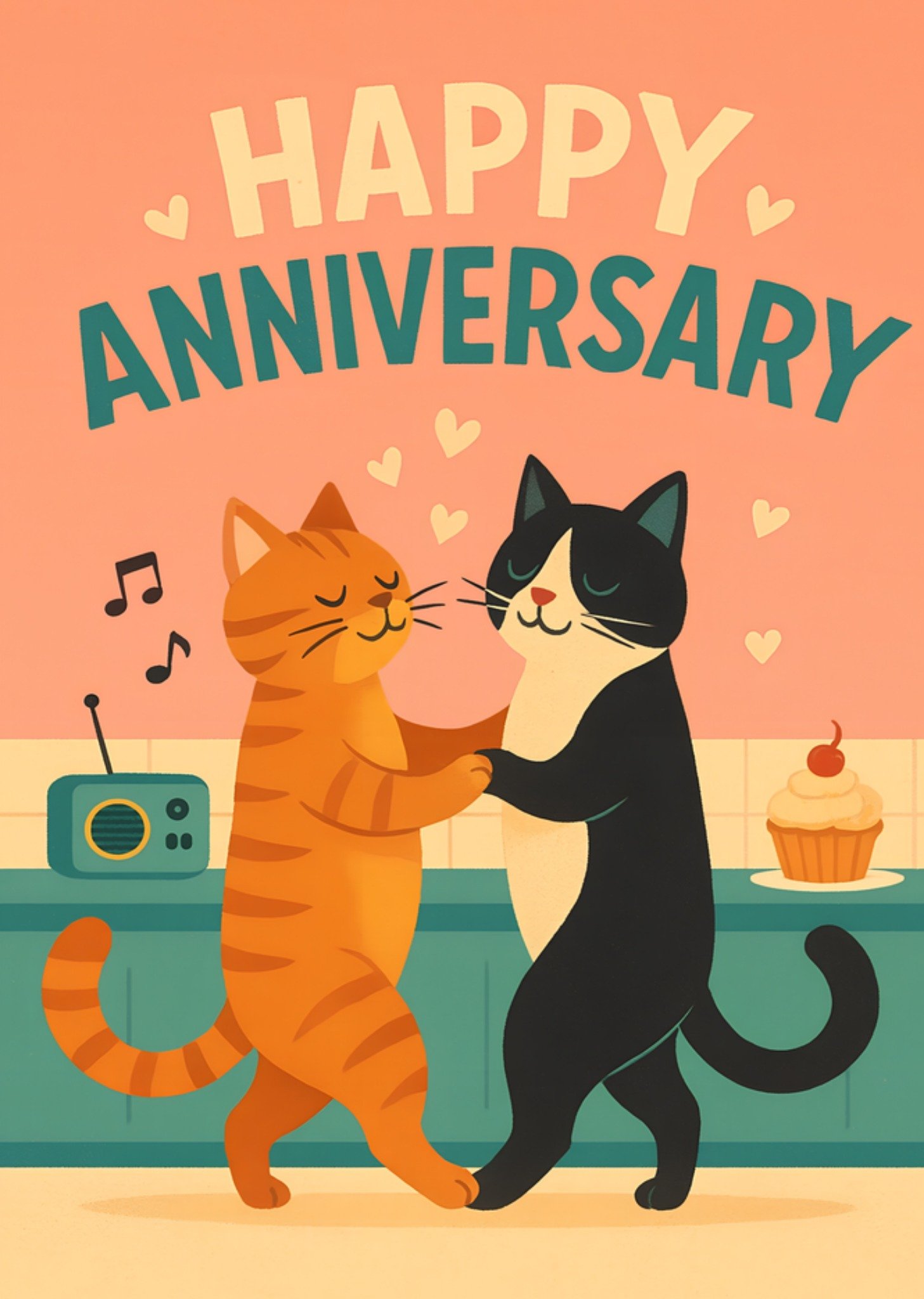 Moonpig Dancing Cats Happy Anniversary Card