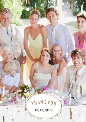 Metallic Photo Upload Thank You Wedding Card