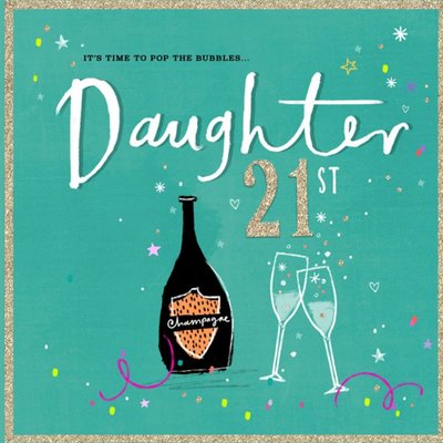 Typographic Design Drinks Champagne Daughter 21st Birthday Card