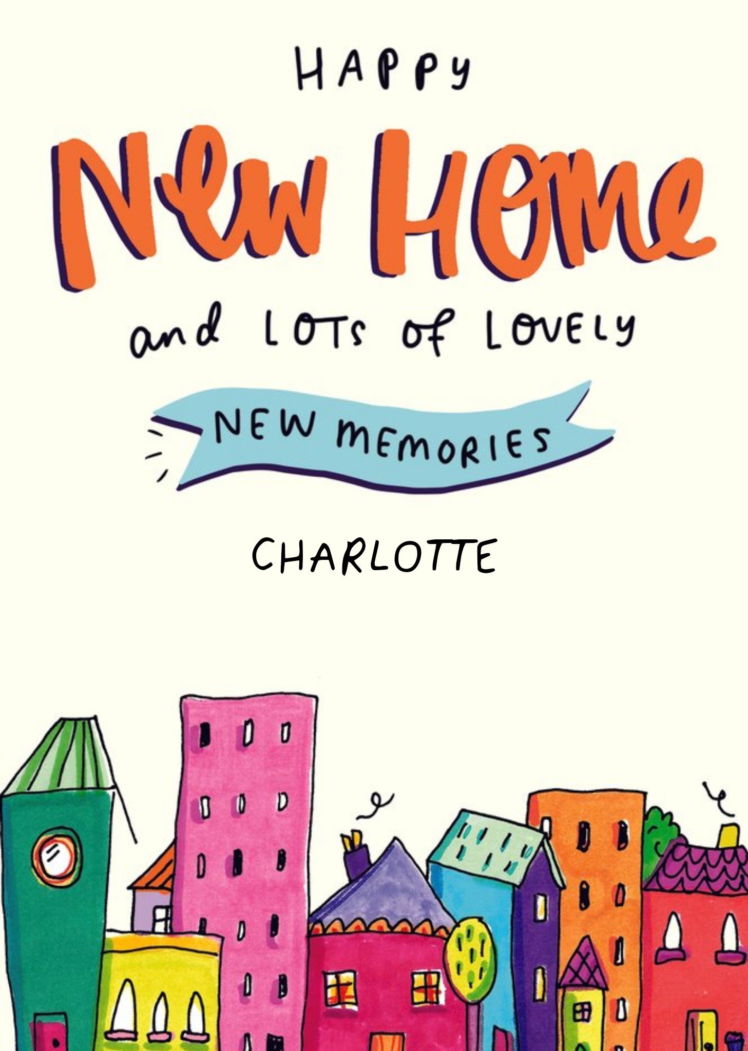 Moonpig Cute City Illustration Personalised New Home Card