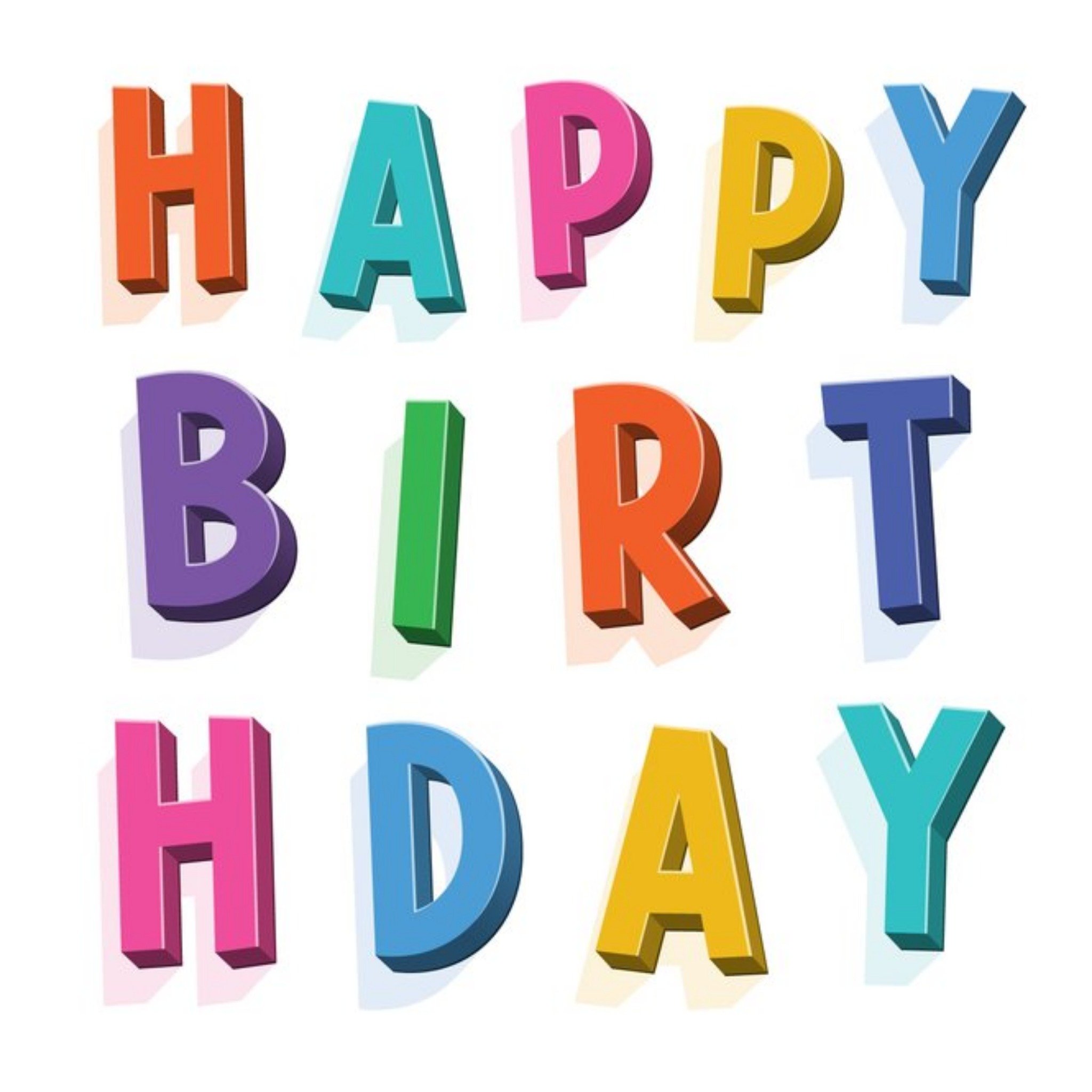 Moonpig Typographic Lettering Happy Birthday Card