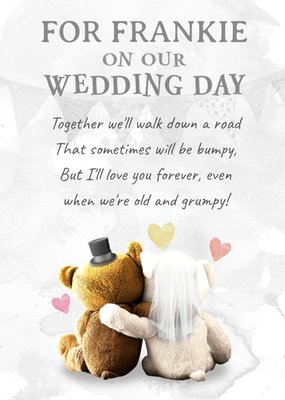 Top Hat And Veil Teddies Personalised Wedding Card