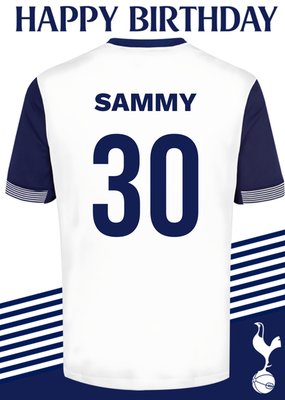 No 30 Tottenham Hotspur Jersey Happy Birthday Card