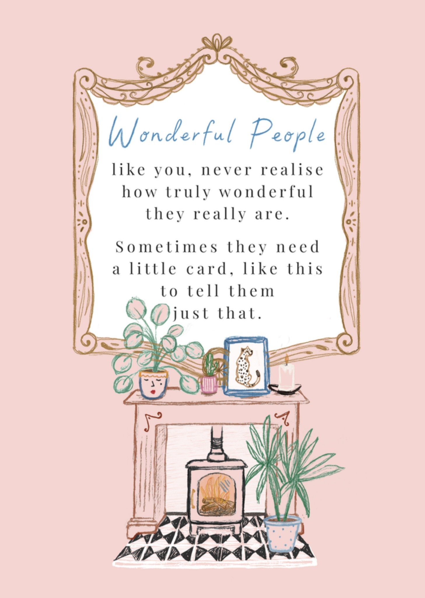 Moonpig Wonderful And Warm Picture Frame Mantelpiece Woodburner Sympathy Greetings Card