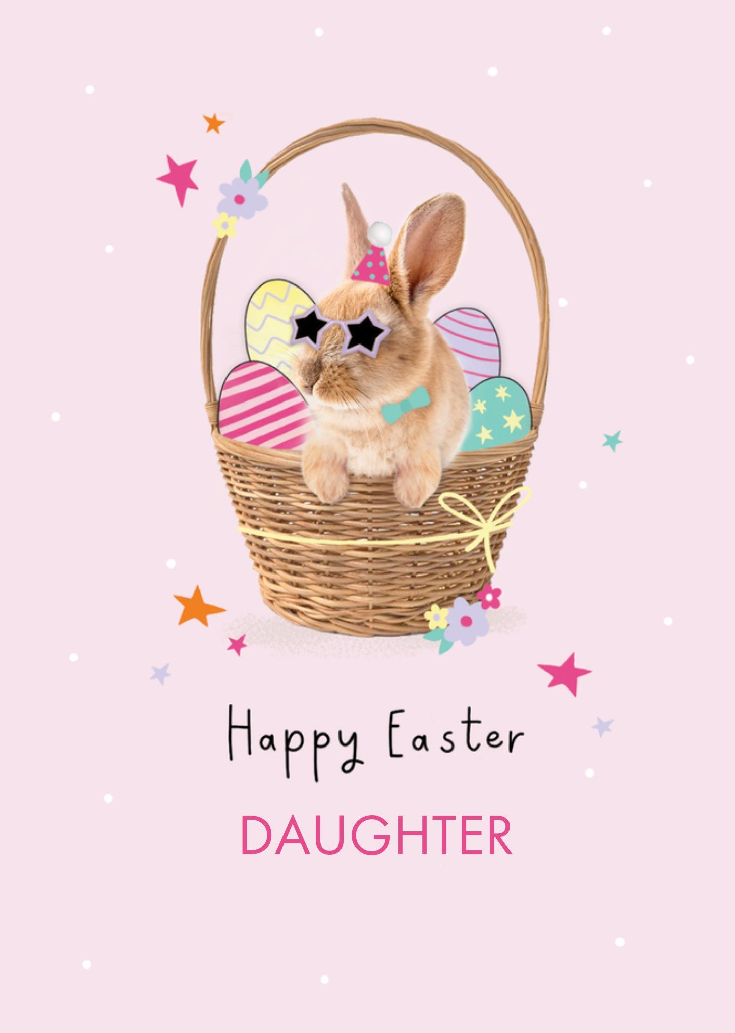 Moonpig Clintons Happy Easter Daughter Bunny In A Wicker Basket Easter Card, Large