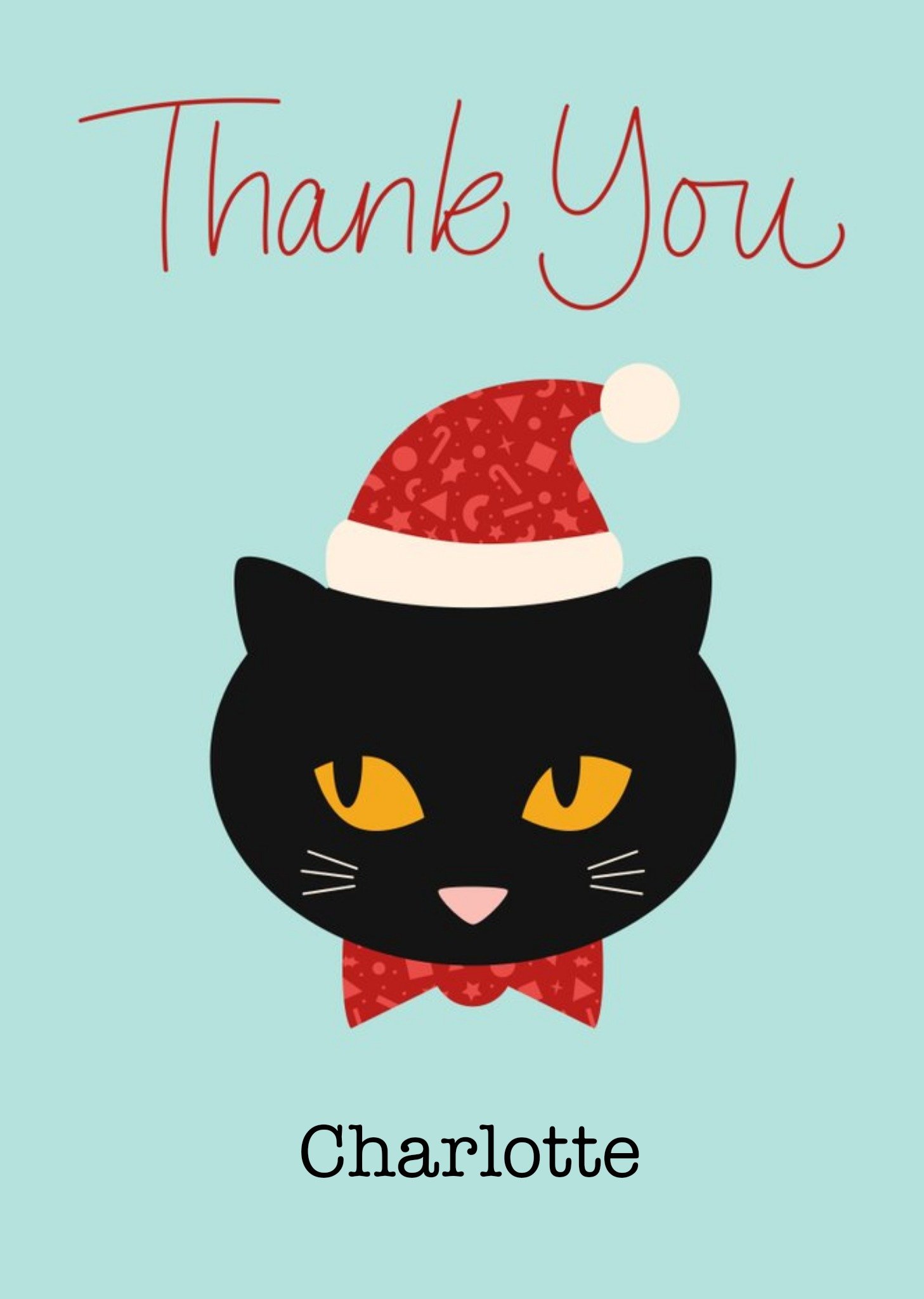 Moonpig Modern Cat Illustration Christmas Thank You Card, Large