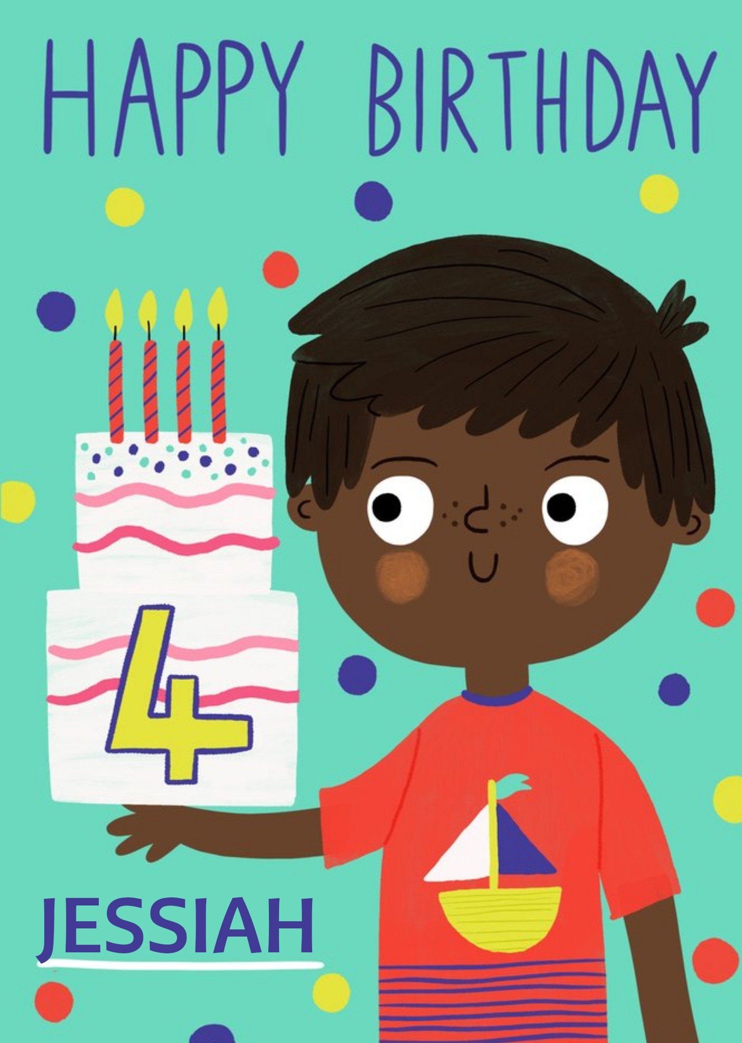 Moonpig Yay Today Illustrated Happy 4th Birthday Card