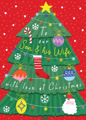 To Our Son And His Wife With Love Illustrated Christmas Card