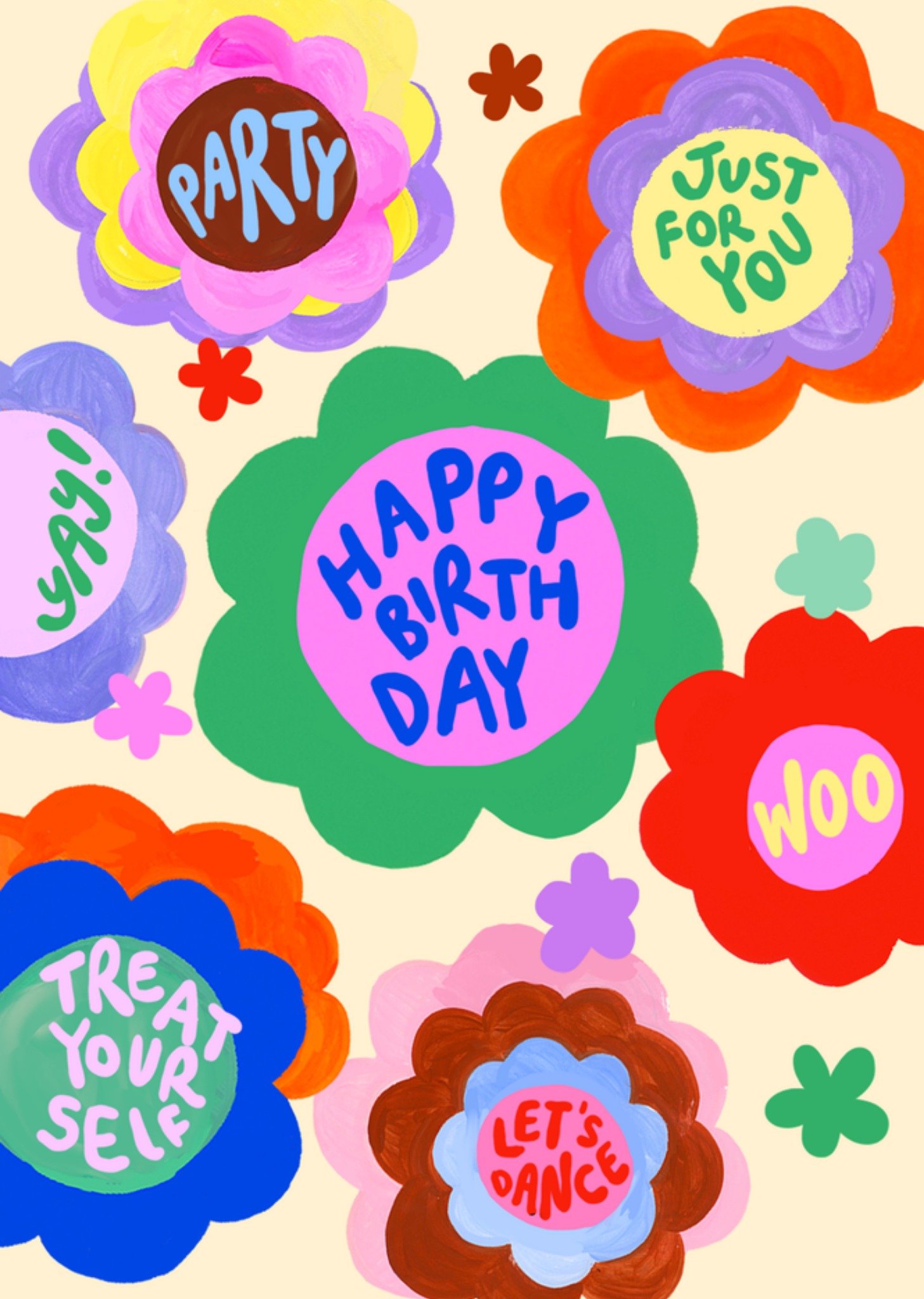 Moonpig Eleanor Bowmer Bright Bold Illustrated Floral Birthday Card