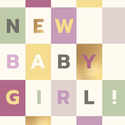 New Baby Girl Colour Block Card