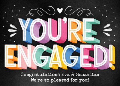 Colourful 3D Text You're Engaged Engagement Card