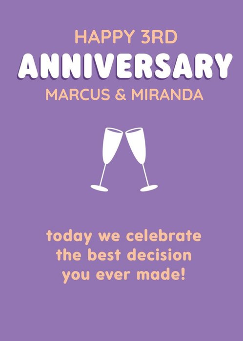 Editable Champagne Glass Humorous Anniversary Card