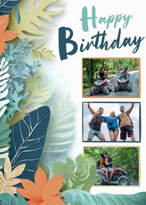 Tropical Plants Photo Upload Birthday Card