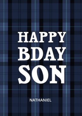 Pearl and Ivy Illustrated Tartan Customisable Son Birthday Card