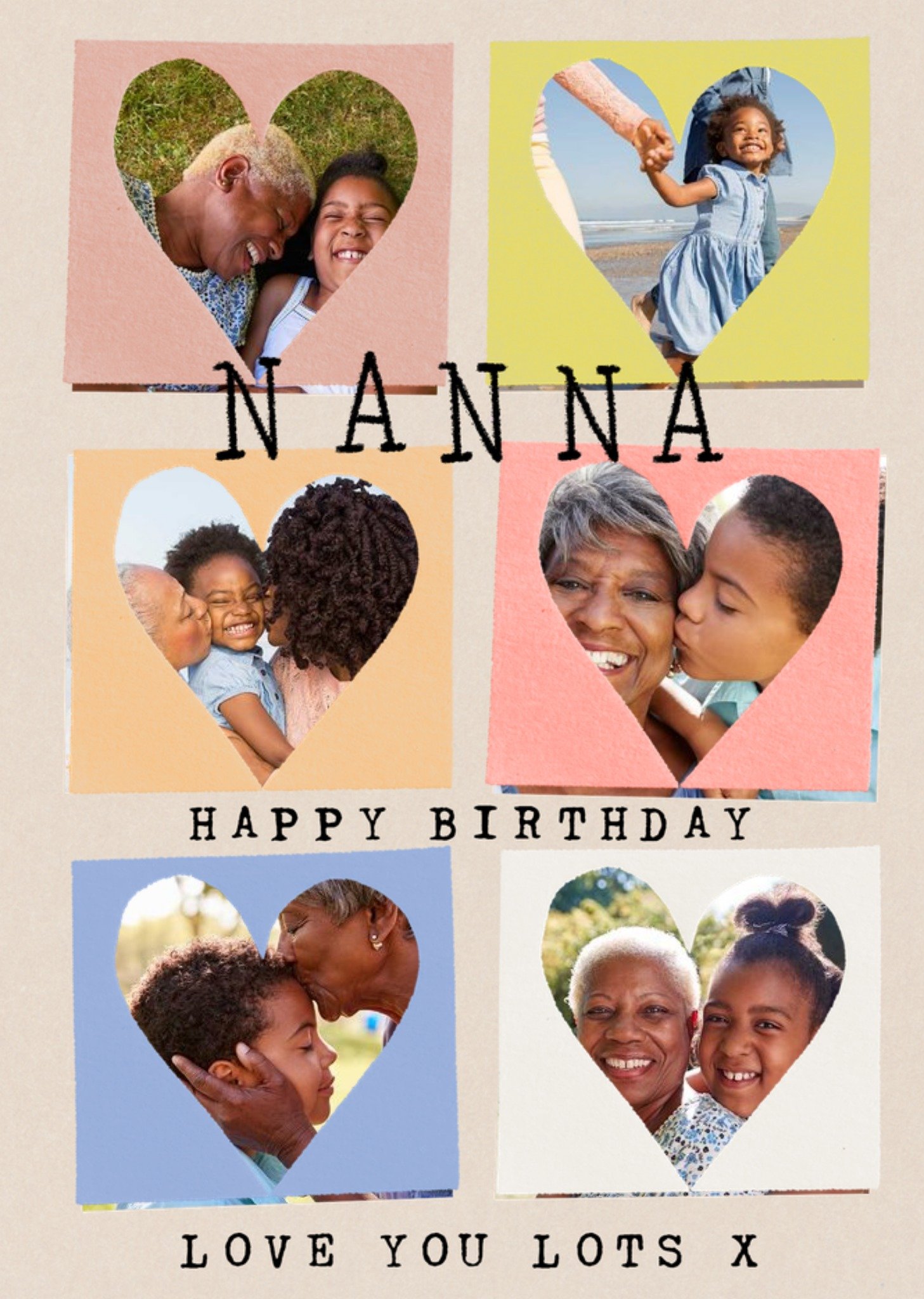 Moonpig Featuring Six Heart Photo Frames Nanna Photo Upload Birthday Card