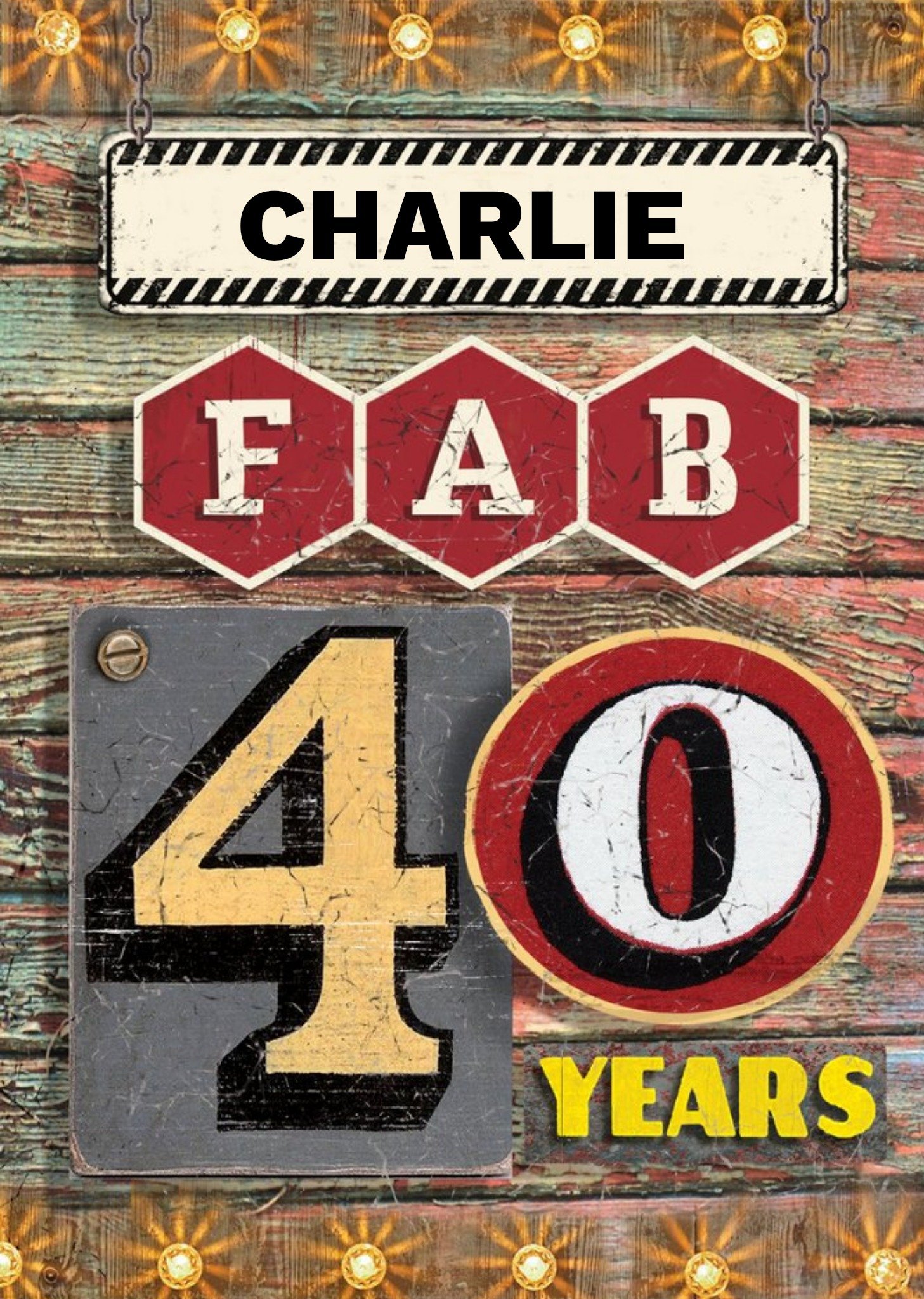Moonpig Fab 40 Years Sign Birthday Card