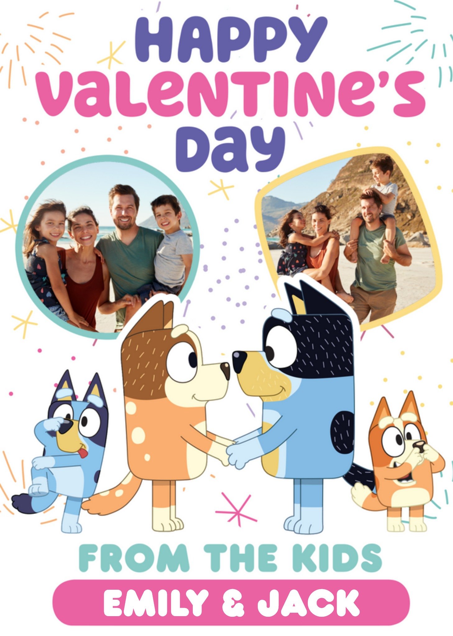 Bbc Bluey Happy Valentine's Day From The Kids Photo Upload Card Ecard