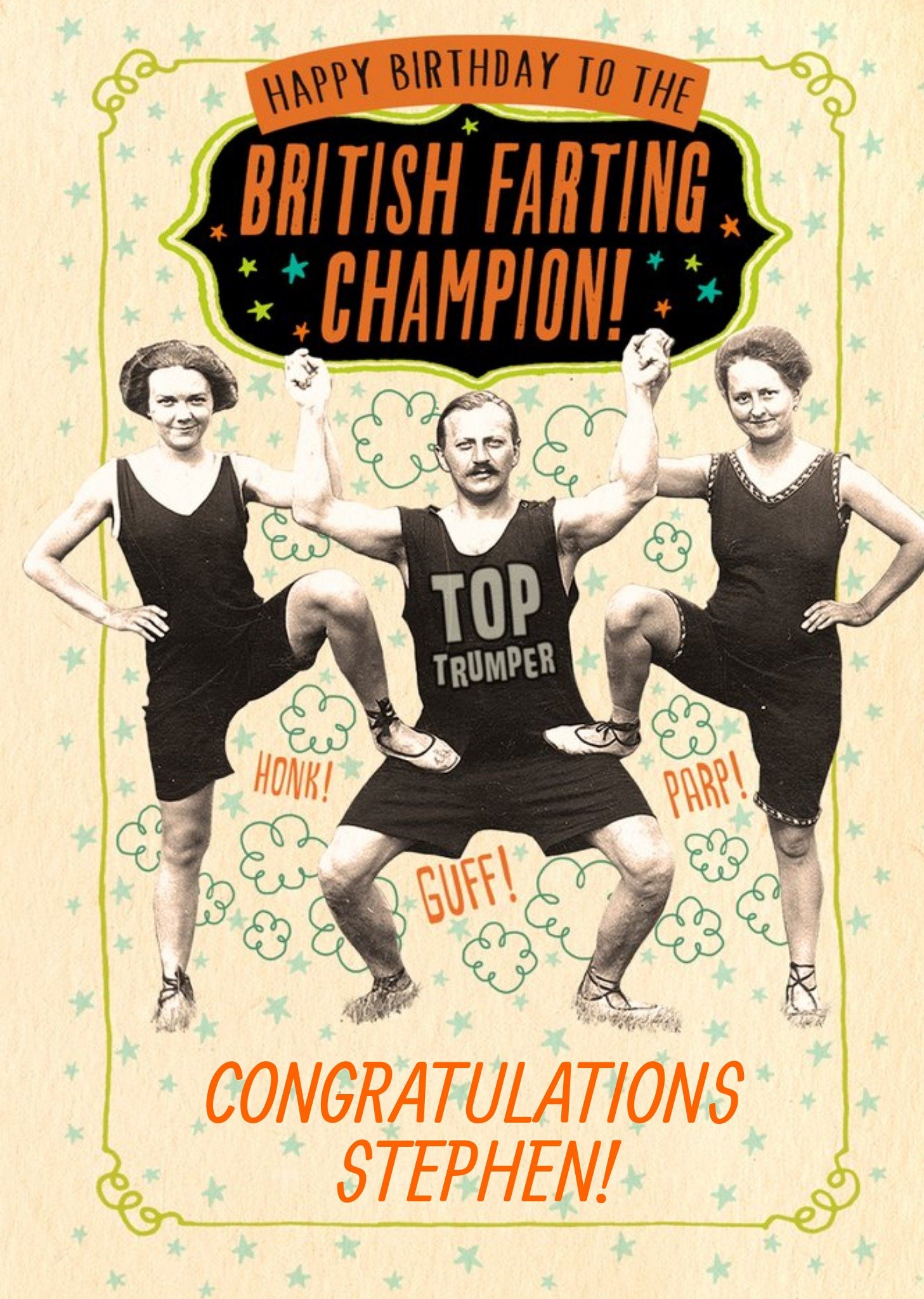 Moonpig British Farting Champion Personalised Name Card