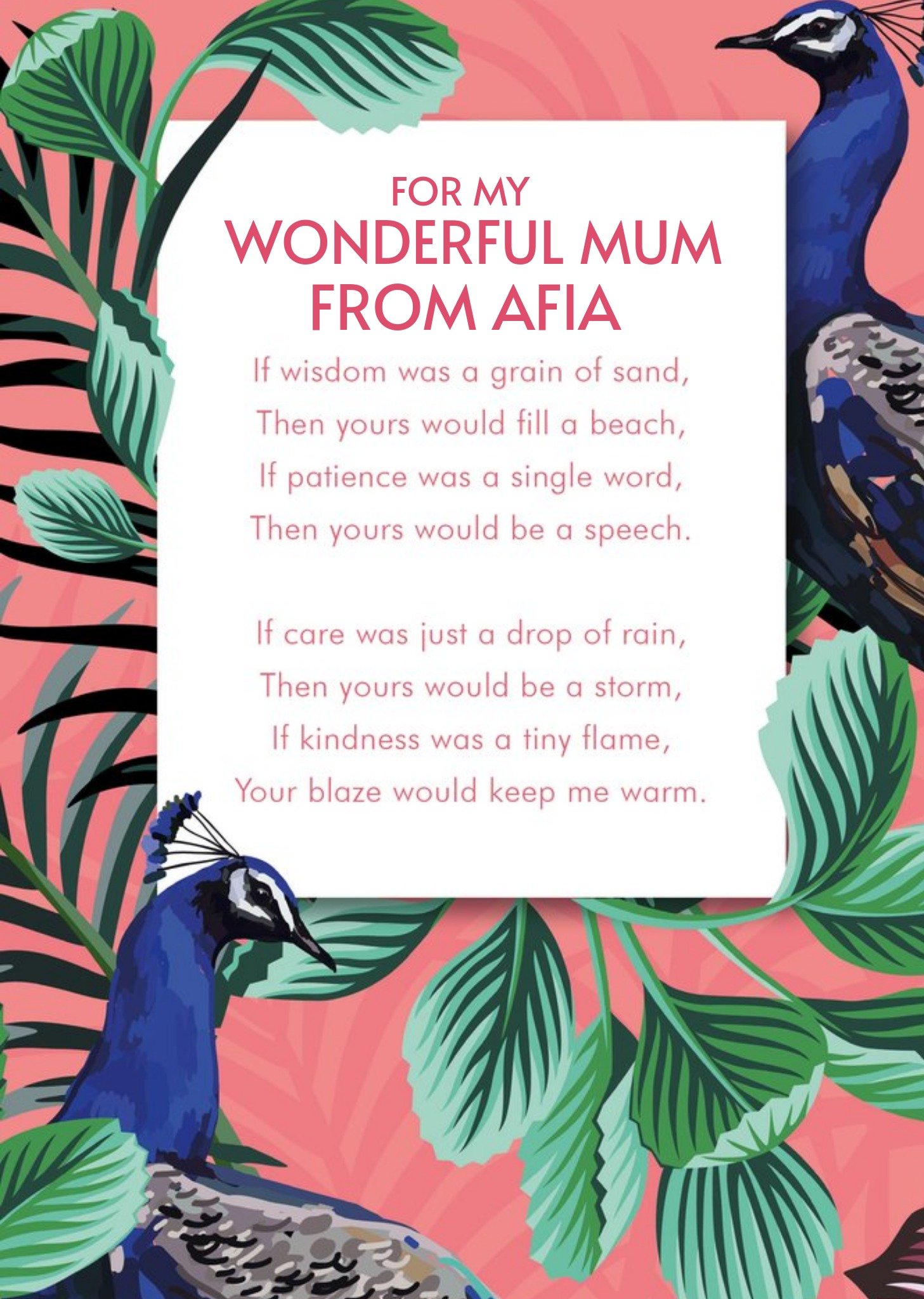 Moonpig Wonderful Mum Floral Verse Card