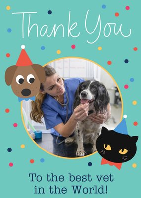 Scatterbrain Illustrated Cat And Dog Thank You Photo Upload Card