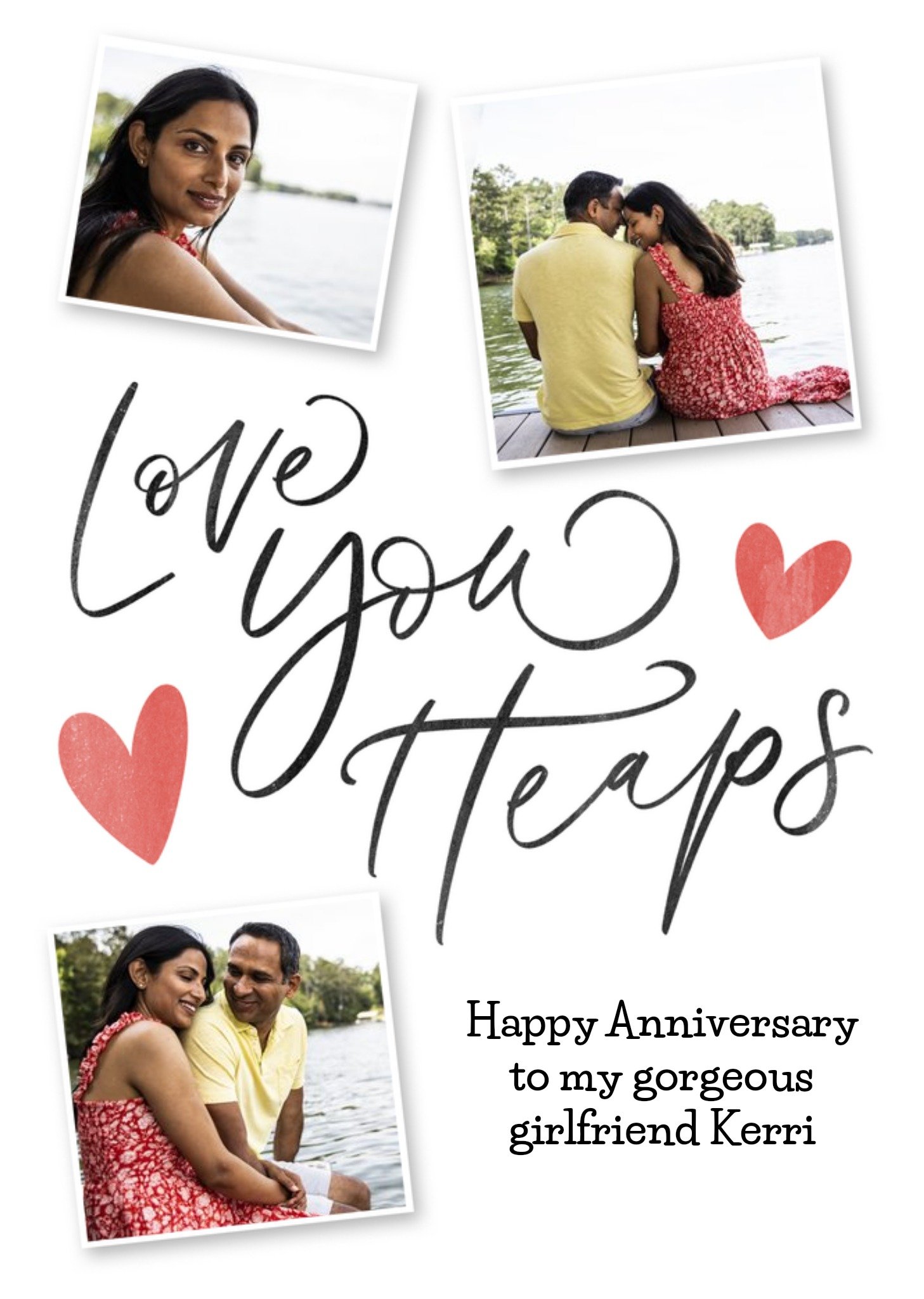 Moonpig Allure Typographic Calligraphy Love You Heaps Customisable Photo Upload Card