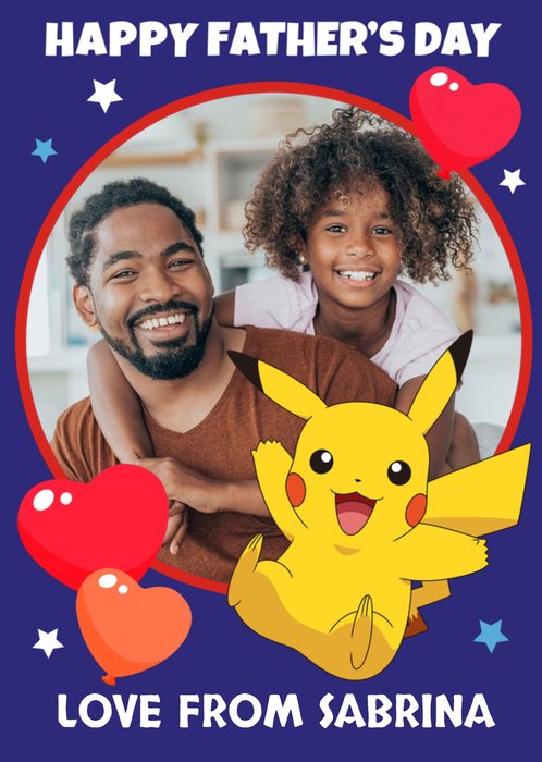 Pokemon Pikachu Photo Upload Happy Father's Day Card