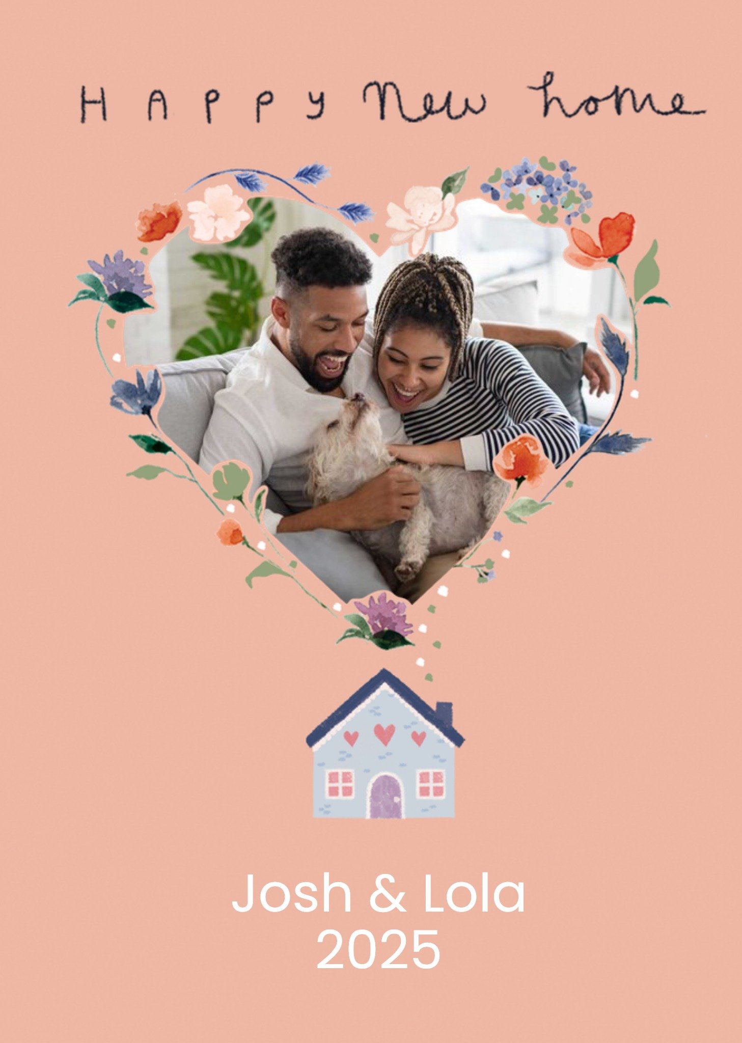 Moonpig Illustration Of A House With A Heart Shaped Photo Frame Thank You Photo Upload Card