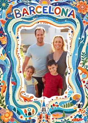 Barcelona Colourful Mosaic Photo Upload Postcard