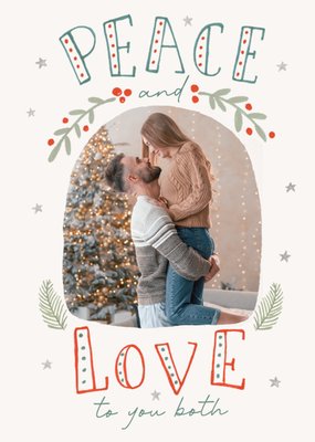 Peace And Love To You Both Photo Upload Christmas Card