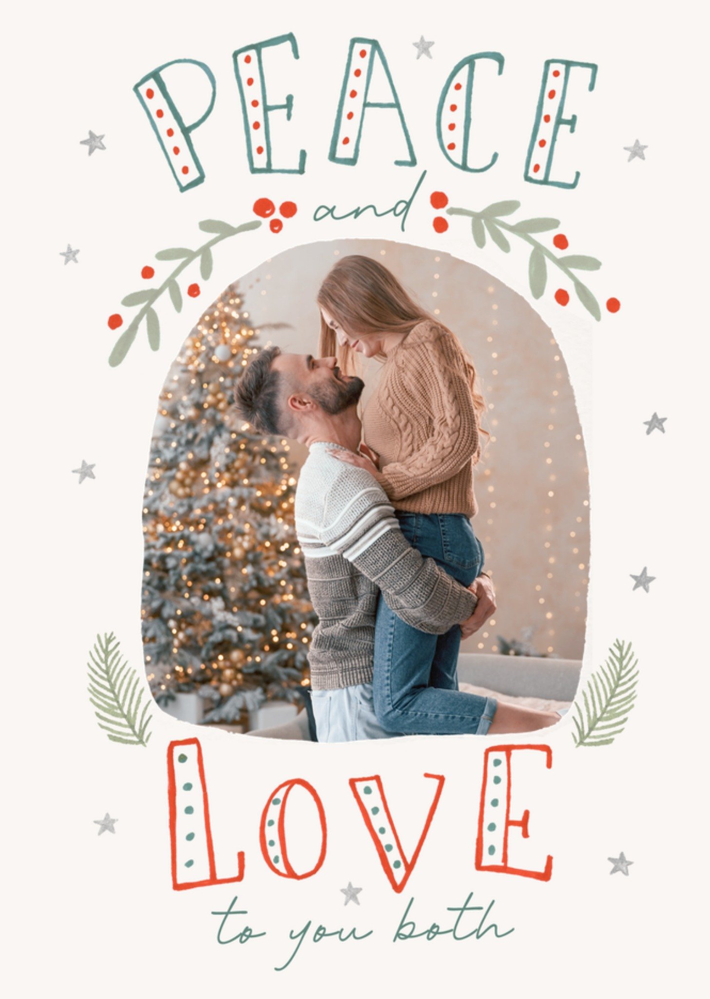 Moonpig Peace And Love To You Both Photo Upload Christmas Card