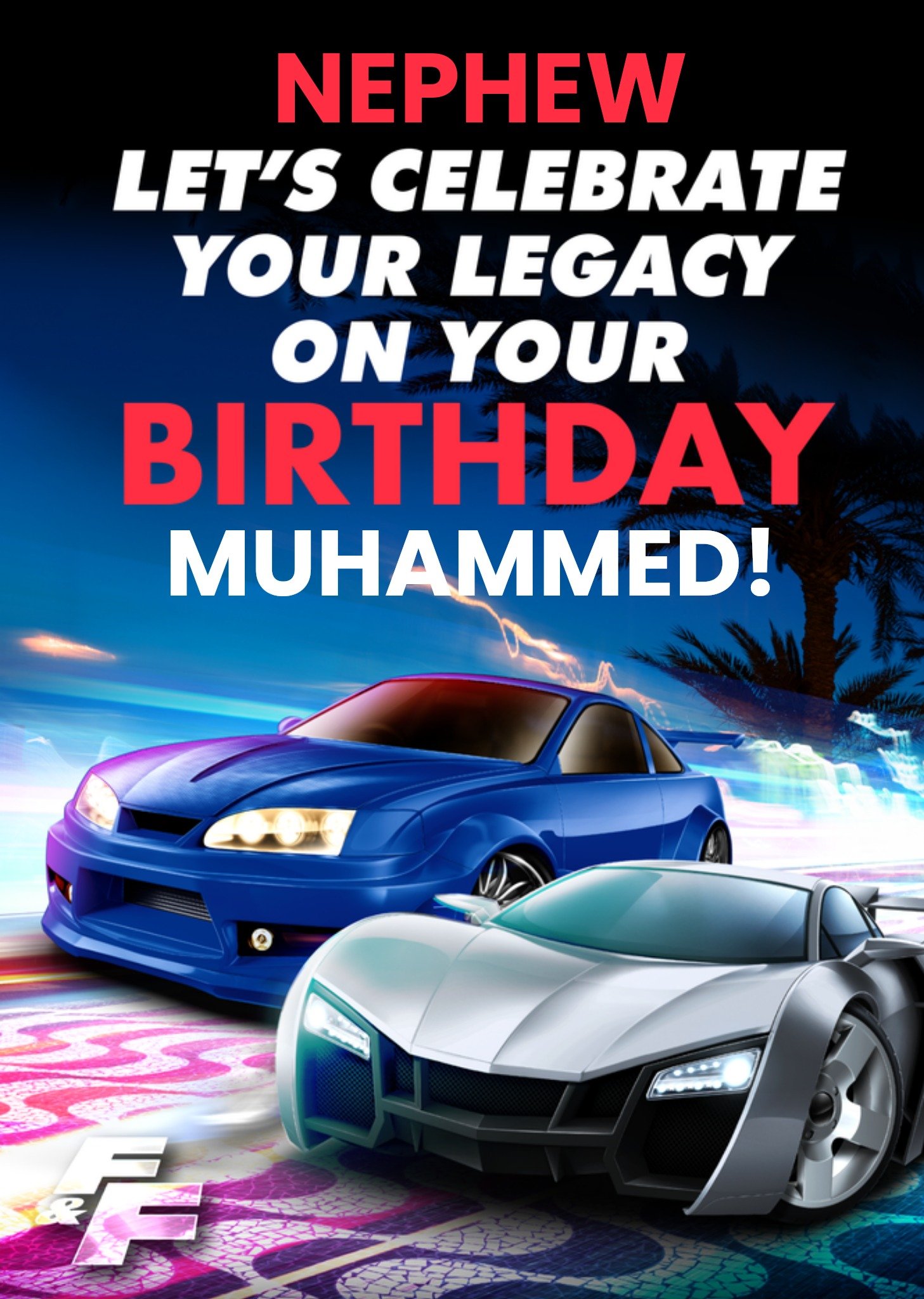 Moonpig Fast And Furious Nephew Birthday Card