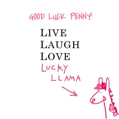 Anon Sense Good Luck Llama Personalised Text Card