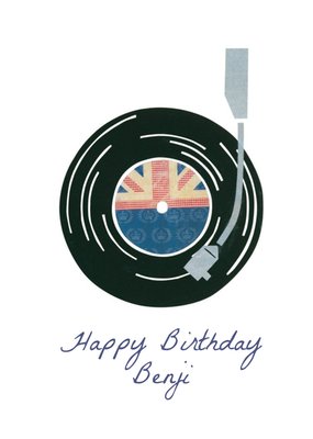 British Record Player Personalised Happy Birthday Card