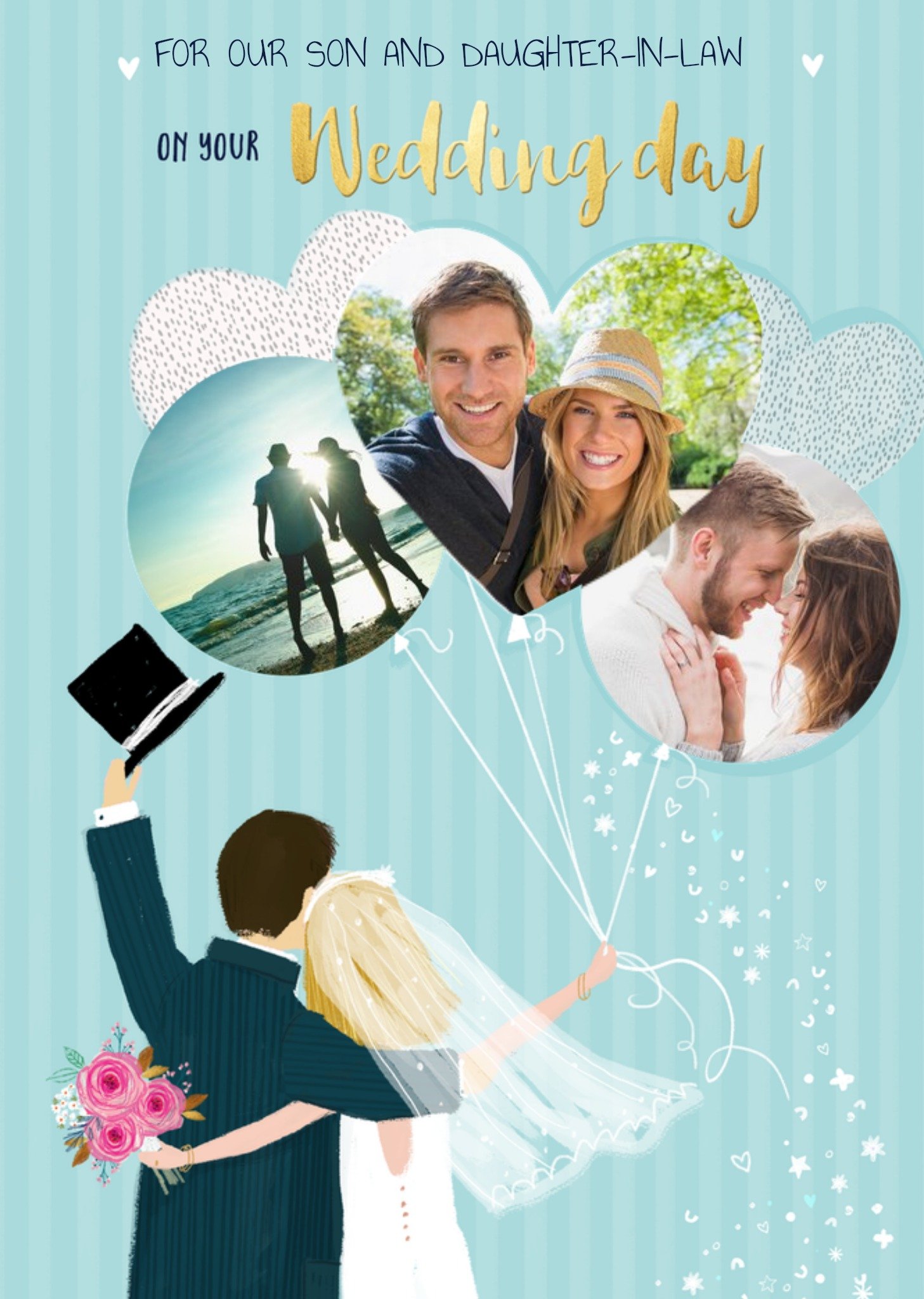 Moonpig Cute Son & Daughter In Law Photo Upload Wedding Card