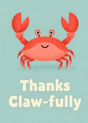 Cartoon Crab Pun Illustration Thank You Card
