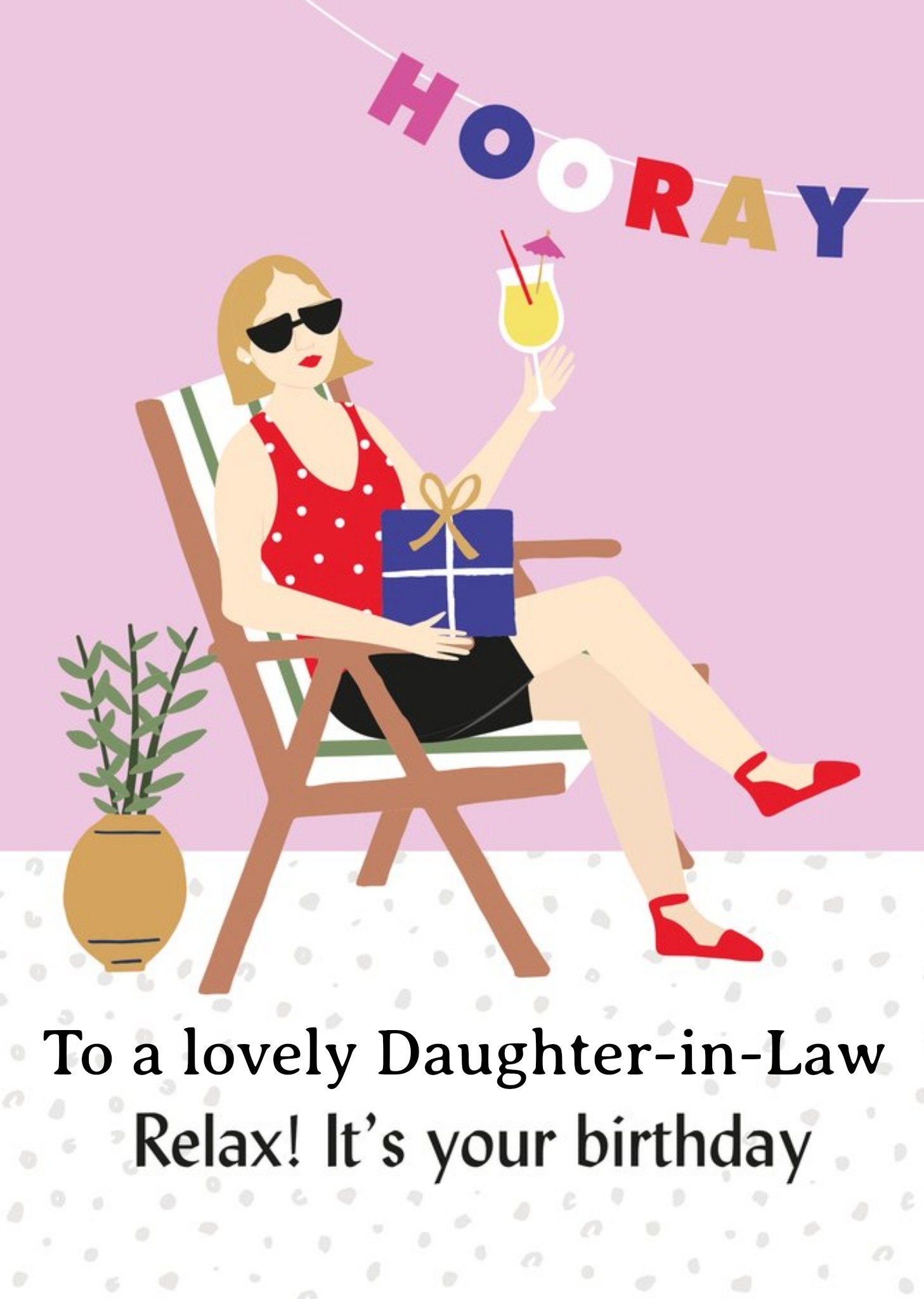 Moonpig Illustrated Cute Sunbathing Deck Chair Relax Its Your Birthday Card