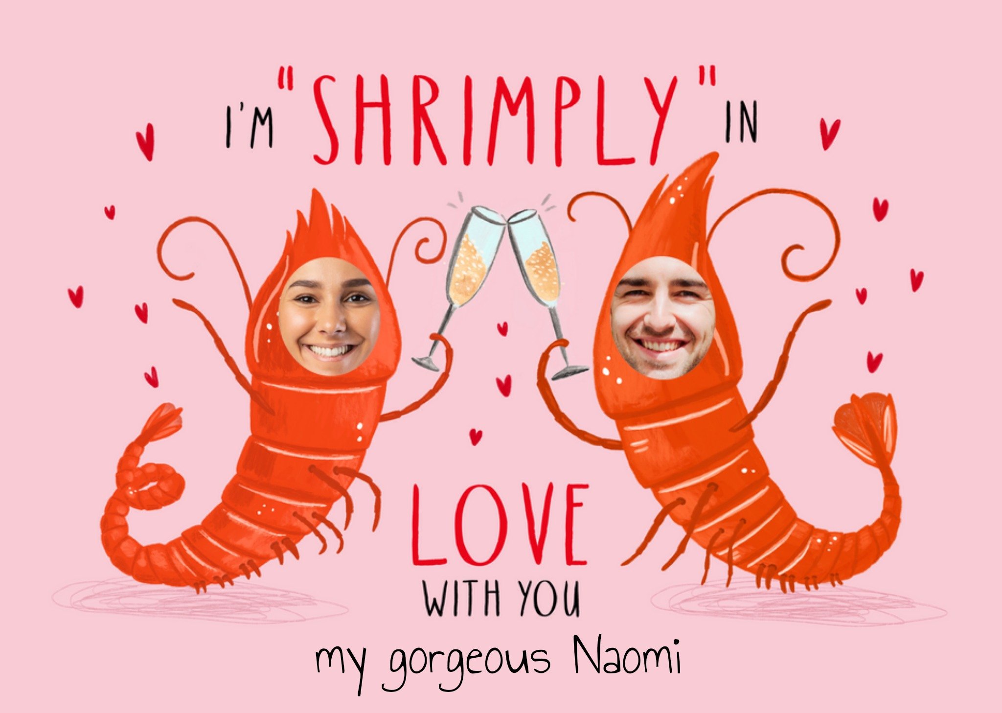 Moonpig Shrimply In Love With You Photo Upload Card, Large