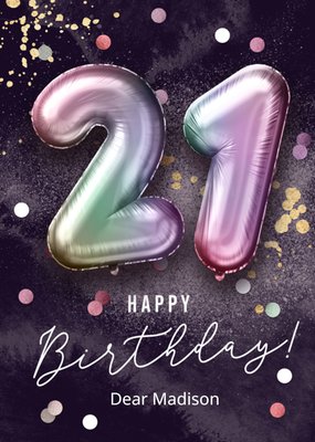 Happy Birthday Pink Balloons 21st Birthday Card