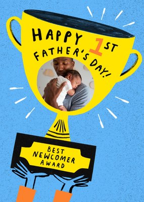 Happy 1st Father’s Day Trophy Photo Upload Father’s Day Card